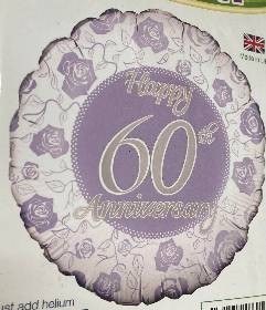 60th Diamond Anniversary Balloons – buy online or call 01978 357356