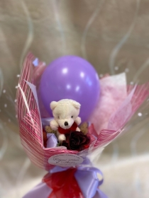 Lilac Passion Balloon Bear Bouquet