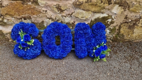 Royal blue 3 lettered frame to hire